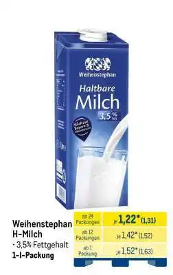 METRO Weihenstephan H-Milch Angebot
