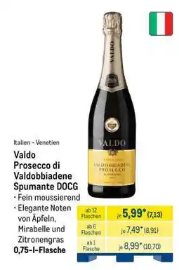 METRO Valdo Prosecco di Valdobbiadene Spumante DOCG Angebot