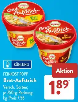 Aldi Süd FEINKOST POPP Brot-Aufstrich Angebot