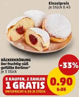 PENNY BÄCKERKRÖNUNG Der fruchtig-süß gefüllte Berliner Angebot