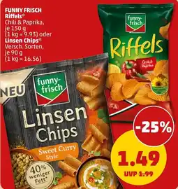 PENNY FUNNY FRISCH Riffels oder Linsen Chips Angebot