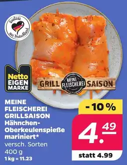 Netto Meine Fleischerei Grill-Saison Hähnchen-Oberkeulenspieße mariniert Angebot