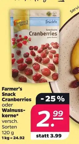 Netto Farmer's Snack Cranberries oder Walnusskerne Angebot