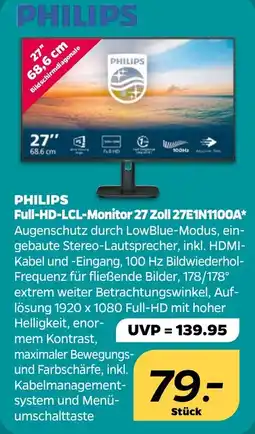 Netto PHILIPS Full-HD-LCL-Monitor 27 Zoll 27E1N1100A Angebot