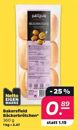 Netto Bakersfield Bäckerbrötchen* Angebot