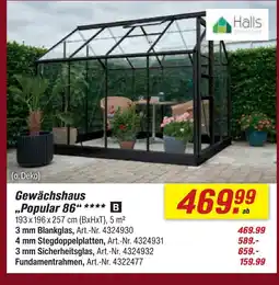 toom Baumarkt Halls gewächshaus popular 86 Angebot