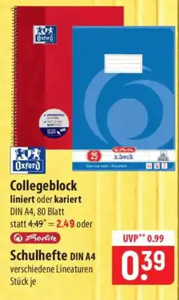 Famila Nord Ost Schulhefte DIN A4 Angebot