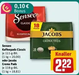 REWE Senseo Kaffeepads Classic oder Jacobs Crema Pads Angebot