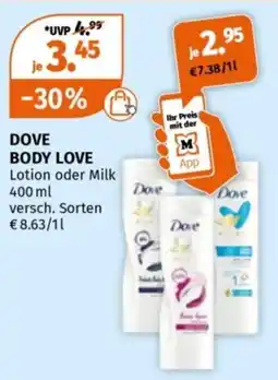 Müller DOVE BODY LOVE Lotion oder Milk Angebot