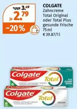 Müller Colgate Zahncreme Total Original oder Total Plus gesunde Frische Angebot