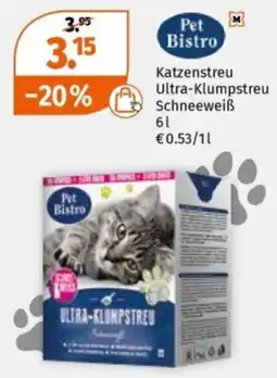 Müller Pet Bistro Katzenstreu Ultra-Klumpstreu Schneeweiß Angebot