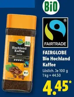 Lidl FAIRGLOBE Bio Hochland Kaffee Angebot