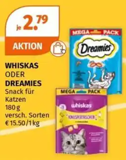 Müller WHISKAS ODER DREAMIES Snack für Katzen Angebot