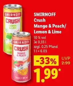 Lidl SMIRNOFF Crush Mango & Peach Angebot