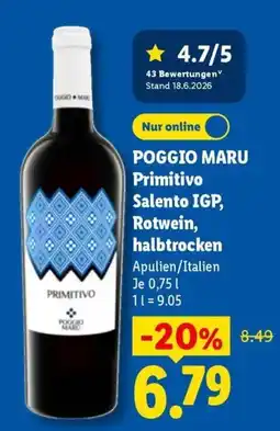 Lidl POGGIO MARU Primitivo Angebot