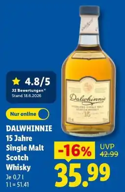 Lidl DALWHINNIE 15 Jahre Single Malt Scotch Whisky Angebot