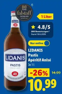 Lidl LIDANIS Pastis Apéritif Anisé Angebot