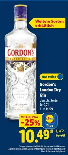 Lidl Gordon's London Dry Gin Angebot