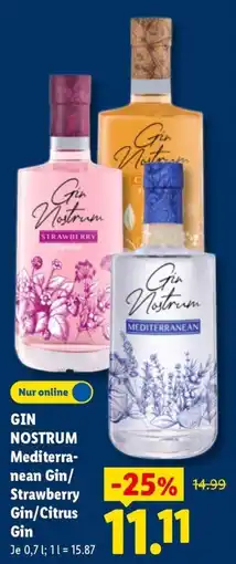 Lidl GIN NOSTRUM Mediterranean Gin Angebot