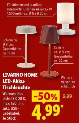 Lidl LIVARNO HOME LED-Akku-Tischleuchte Angebot