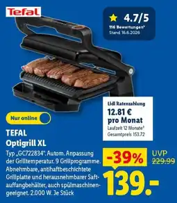 Lidl TEFAL Optigrill XL Angebot