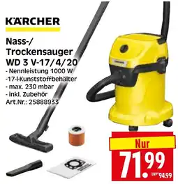Herkules Baumarkt KÄRCHER Nass-/Trockensauger WD 3 V-17/4/20 Angebot
