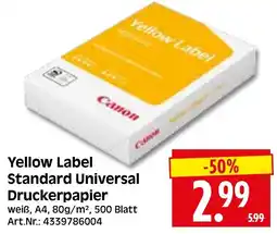 Herkules Baumarkt Yellow Label Standard Universal Druckerpapier Angebot