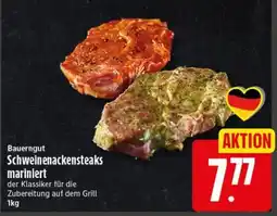 Elli Markt Bauerngut Schweinenackensteaks mariniert Angebot