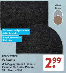Aldi Süd HOME CREATION Fußmatte Angebot