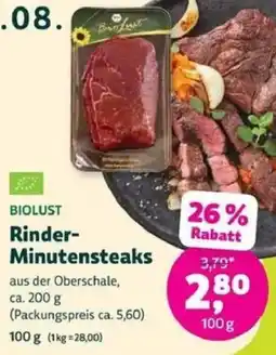 Denns BioMarkt BIOLUST Rinder-Minutensteaks Angebot