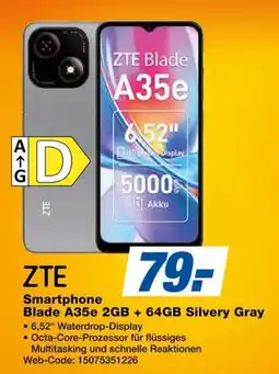 Expert ZTE Smartphone Blade A35e 2GB + 64GB Silvery Gray Angebot