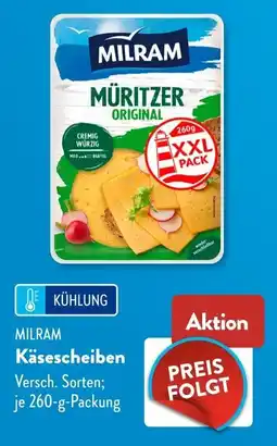 Aldi Süd MILRAM Käsescheiben Angebot