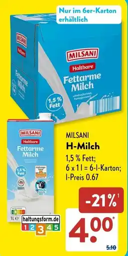 Aldi Süd MILSANI H-Milch Angebot