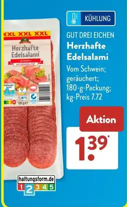 Aldi Süd GUT DREI EICHEN Herzhafter Edelsalami Angebot