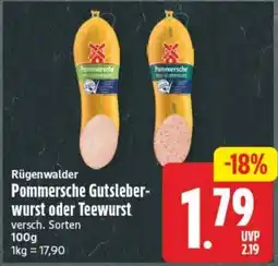 Edeka24 Rügenwalder Pommersche Gutsleberwurst oder Teewurst Angebot