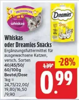 Edeka24 Whiskas oder Dreamies Snacks Angebot