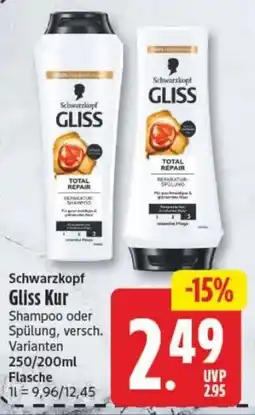 Edeka24 Schwarzkopf Gliss Kur Shampoo oder Spülung Angebot