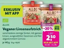 Biomarkt ALLOS Veganer Linsenaufstrich Angebot
