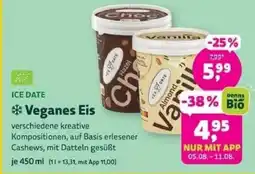 Biomarkt ICE DATE Veganes Eis Angebot