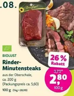 Biomarkt BIOLUST Rinder-Minutensteaks Angebot