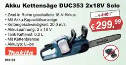 Stabilo Fachmarkt Akku Kettensäge DUC353 2x18V Solo Makita Angebot