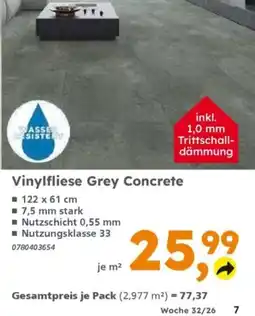 Globus Baumarkt Vinylfliese Grey Concrete Angebot