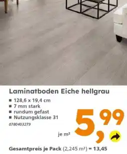 Globus Baumarkt Laminatboden Eiche hellgrau Angebot