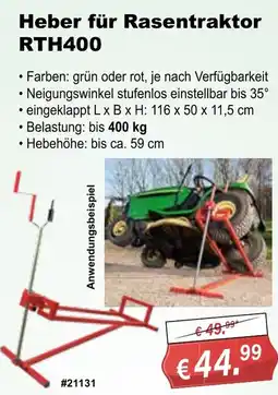 Stabilo Fachmarkt Heber für Rasentraktor RTH400 Angebot