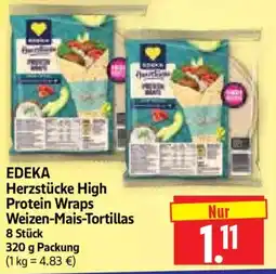 Edeka Herkules EDEKA Herzstücke High Protein Wraps Weizen-Mais-Tortillas Angebot