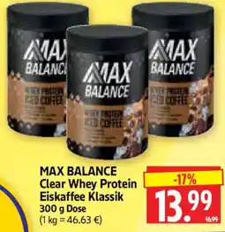 Edeka Herkules MAX BALANCE Clear Whey Protein Eiskaffee Klassik Angebot