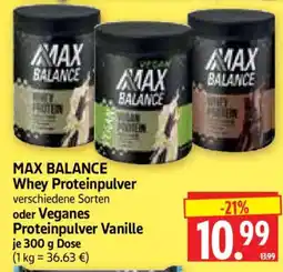 Edeka Herkules MAX BALANCE Whey Proteinpulver oder Veganes Proteinpulver Vanille Angebot