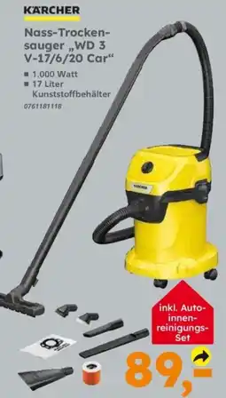 Globus Baumarkt KÄRCHER Nass-Trockensauger WD 3 V-17/6/20 Car Angebot