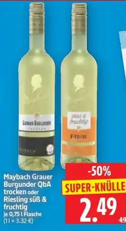 Edeka Herkules Maybach Grauer Burgunder QbA trocken oder Riesling süß & fruchtig Angebot
