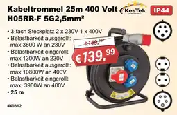 Stabilo Fachmarkt Kabeltrommel 25m 400 Volt H05RR-F 5G2,5mm² KesTek PROFESSIONAL Angebot